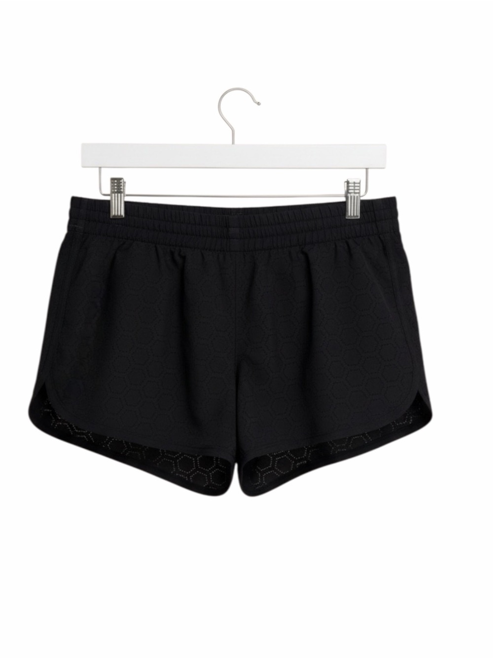 Under Armour Semi Fitted Heat Gear Shorts Women Hexagon Black M - Picture 3 of 6